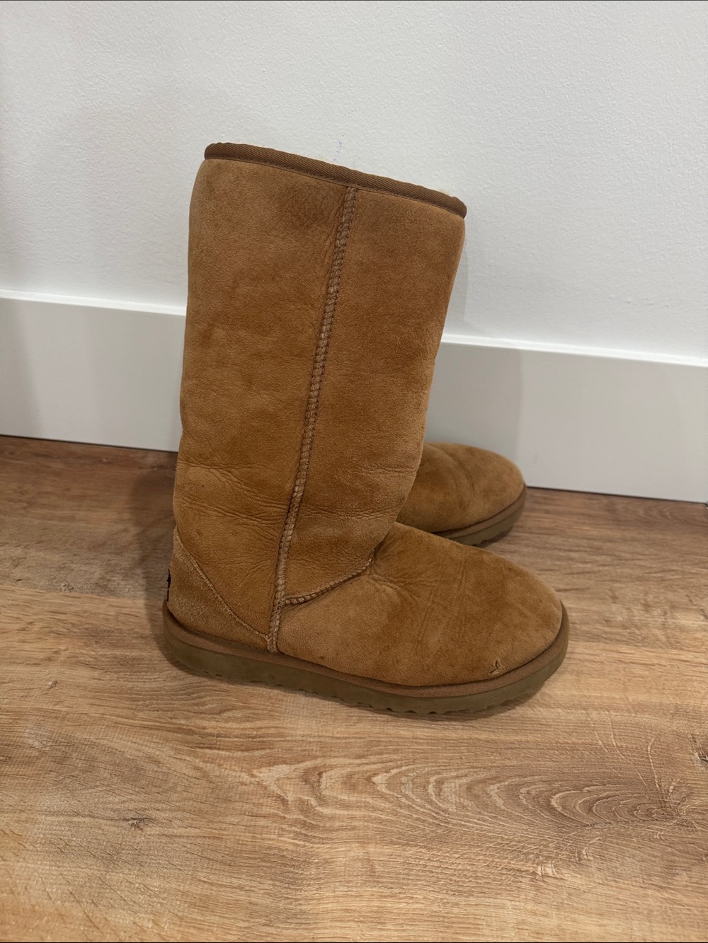 UGG Tall Suede Shearling Boots - Chestnut